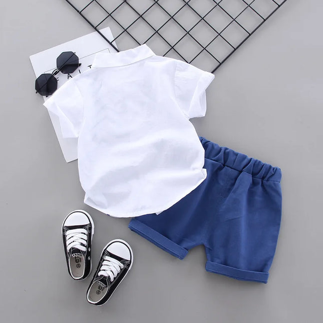 Babykleding Set | Kinderen Kleding | Blauw Dino Shirt & Broek | Grafische Prints | Zomerset | Comfortabele Pasvorm | Ademend & Zacht | Makkelijk Wasbaar | Ideaal voor Spel & Familie Uitjes