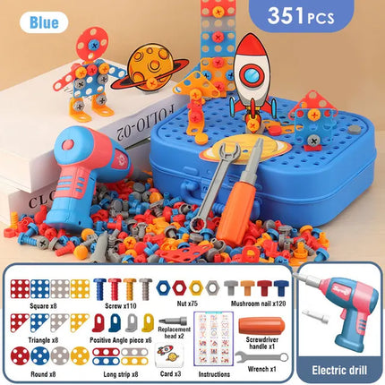 Kinderskrueset | Creatief Bouwplezier | 211-351 Onderdelen | Elektrische Boormachine | Draagbare Opbergkoffer | Educatief Speelgoed | Motorische Ontwikkeling | Kindvriendelijk Bouwpakket | Fantasierijke Constructies
