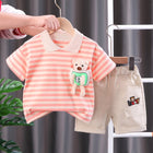 Baby Kleding Set | Stribet T-shirt en Korte Broek | 100% Zacht Katoen | Perfect voor Zomer | Unisex Design | Comfortabel en Ademend | Blijft in Vorm na Wassen