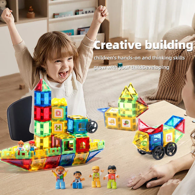 Magnetisch Bouwspeelgoed | Creatieve Breinontwikkeling | Sterke Kleuren | ABS Plastic Constructiesets