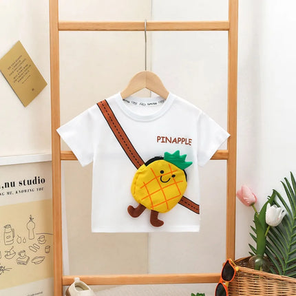 Fris en Vrolijk | Kinder T-shirt | Speels Fruitprint | Zachte Katoenmix | Gemakkelijk Onderhoud | Comfortabel voor Actieve Dagen | Duurzaam Kinderkleding