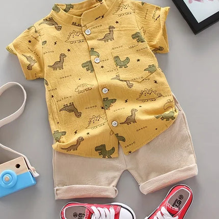 Dino Korte Mouwen Set Baby's | Zomerset voor Buiten Spelen | Comfortabel & Stijlvol Kinderkleding | Zacht & Huidvriendelijk | Kleurrijk Dino-design | Geschikt voor Dagelijks Gebruik & Strand | 0-3 Jaar
