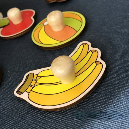 Houten Kleurenpuzzel voor Kinderen | Educatief Spel | Fijnmotorische Ontwikkeling | Fruitvorm Herkenning | Duurzaam en Veilig Speelgoed | Compact en Draagbaar Design | Kindvriendelijke Materialen