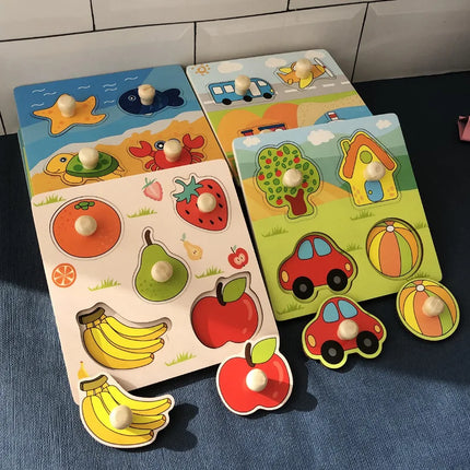 Houten Kleurenpuzzel voor Kinderen | Educatief Spel | Fijnmotorische Ontwikkeling | Fruitvorm Herkenning | Duurzaam en Veilig Speelgoed | Compact en Draagbaar Design | Kindvriendelijke Materialen