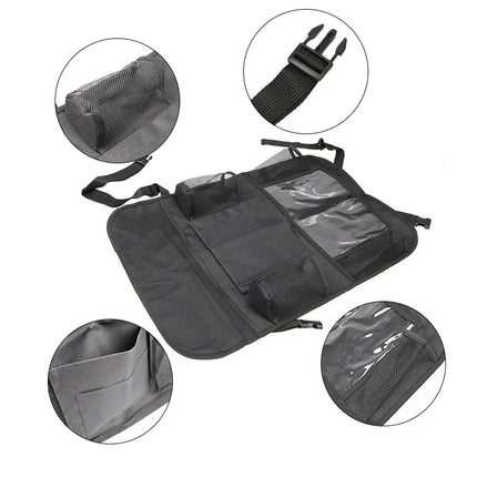 Auto Organizer voor Bumper Bescherming | Rugleuning Organizer Kinderen | Opbergtassen | Snelle Installatie | Duurzaam Materiaal | Universele Pasvorm | Praktische Tablet en Flessenhouder voor Auto's