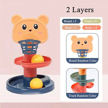 Kinder Speelset Slide & Stapel | Kleurrijke Glijbanen & Balspel | Baby & Peuter Speelgoed | Motorieke Ontwikkeling | Veilig & Duurzaam Design | Geschikt voor Kinderen 0-3 Jaar | Eenvoudig te Monteren