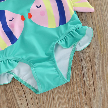 Meisjes Zwempak | Kleurrijk Vissenprint | Ademend Polyester | Inclusief Badmuts | Comfort & Stijl