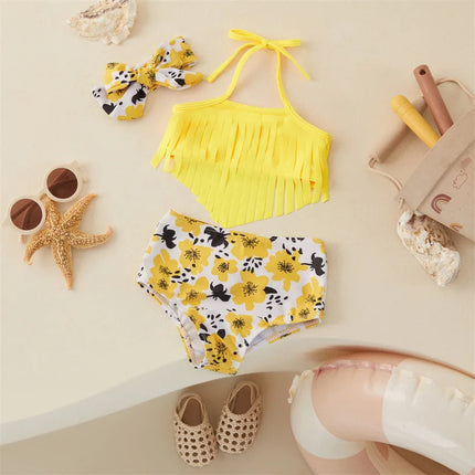 Meisjes Bikini Set | Baby Zwemkleding Polyester | Inclusief Haarband | Comfortabel & Ademend | Zomerkleding voor Strand & Zwembad | Meerdere Maten Beschikbaar | Kindvriendelijk Ontwerp | Kleurrijke Stoffen