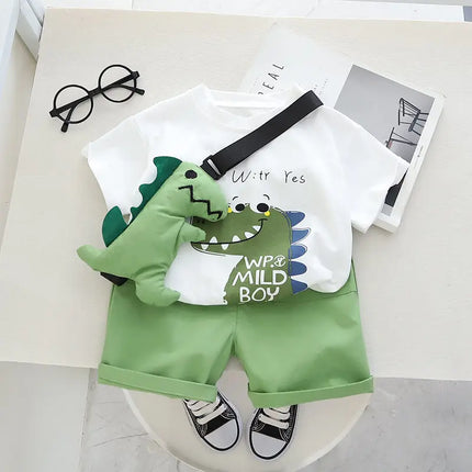 Kinderkleding Zomer Set | Jongens Dino Dash Print | Comfortabele Katoen T-shirt en Korte broek Set