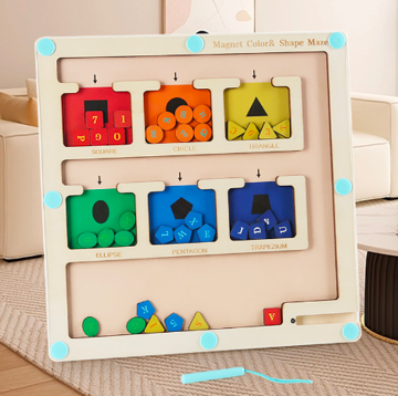 Magnetische Labyrint | Educatief Avontuur | Leren en Ontdekken | Kleurrijk Houten Spel | Duurzaam Ontwerp