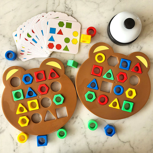 Montessori Vormenherkenning Speelgoed | Educatief Interactief Puzzelspel | Houten Vormpjes Beer Spel