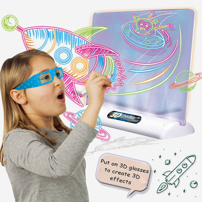 Magisch Lichtgevend Tekenbord | Creatief LED Tekensysteem | 3D Fluorescerend Kunstbord voor Kinderen