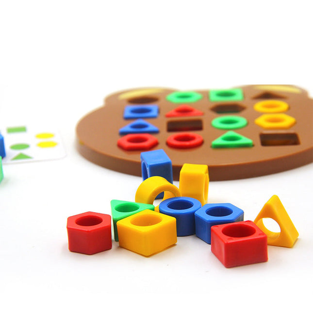 Montessori Vormenherkenning Speelgoed | Educatief Interactief Puzzelspel | Houten Vormpjes Beer Spel