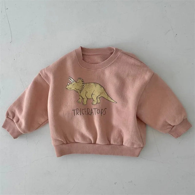 Kinder Dinosaurus Trui | Warme Unisex Sweater | Zacht Katoen Fleece | Vrolijk Dino Print | Comfortabele Bovenkleding | Voor Binnen en Buiten | Geschikt voor School en Spel | Bewegingsvrijheid