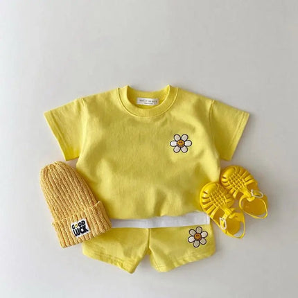 Baby Zomersetje | 100% Katoen | Ademende Stof | Schattige Prints | Gemakkelijk Wasbaar | Inclusief Skjorte en Shorts | Peuter Outfit | Comfortabel voor Dagelijks Gebruik | Geschikt Voor Kinderen 2 Maanden - 4 Jaar